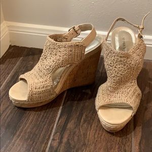 Tan Crochet Cork Wedges